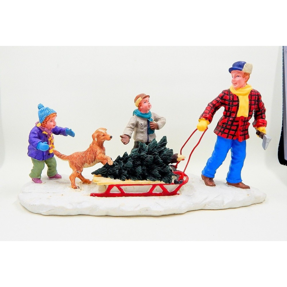 Lemax BRINGING HOME THE TREE Memory Makers Christmas Village Scene Figures 77011